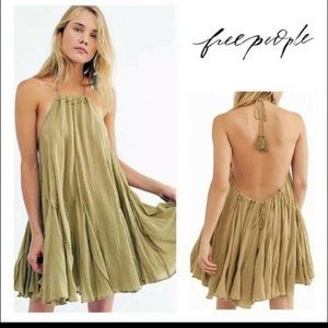 Free People Catching Rays Halter Tunic Dress Sz L